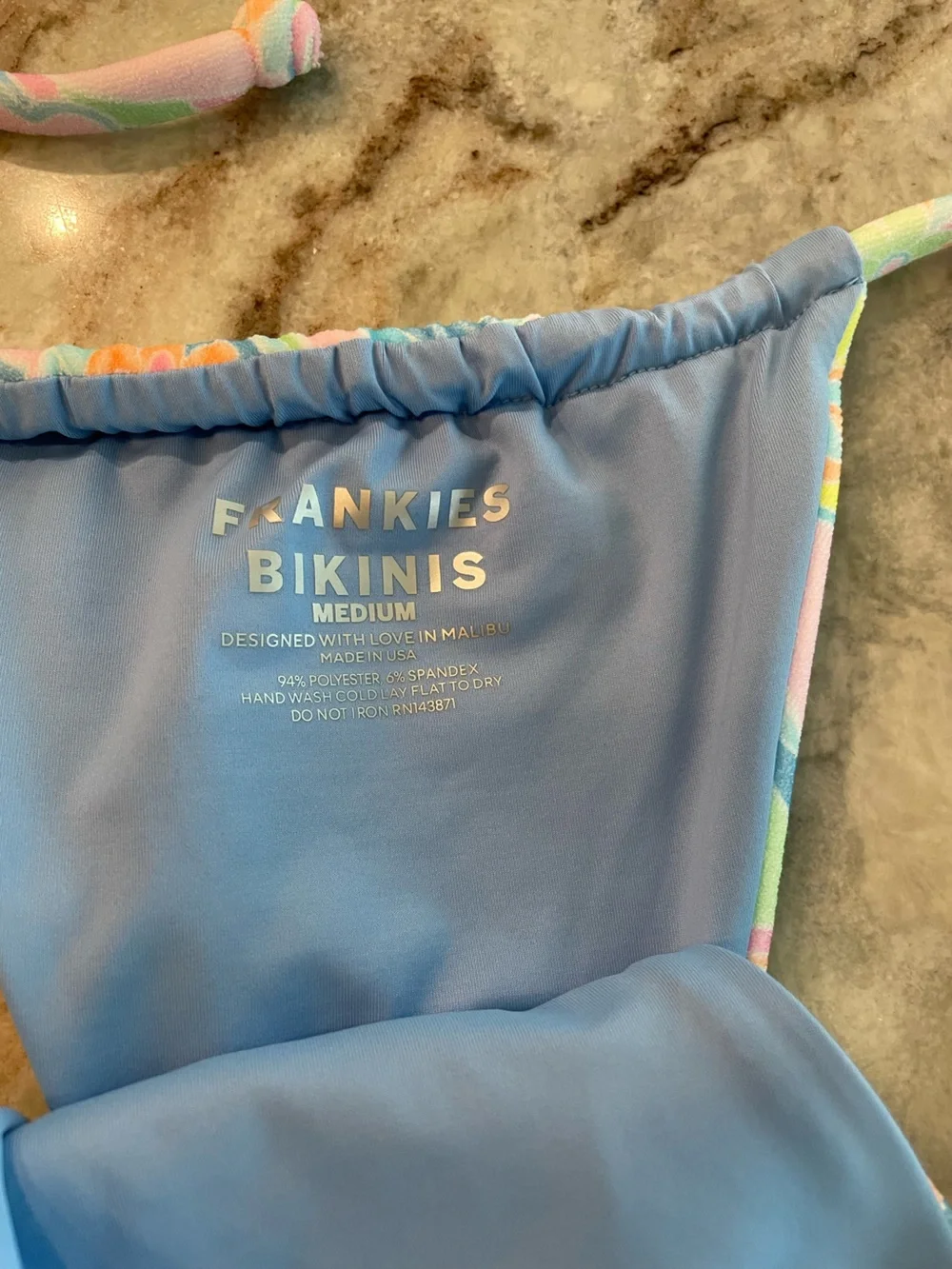 Frankies Bikinis Sunshower Tia Terry Cloth Triangle Bikini Cheeky Floral Medium